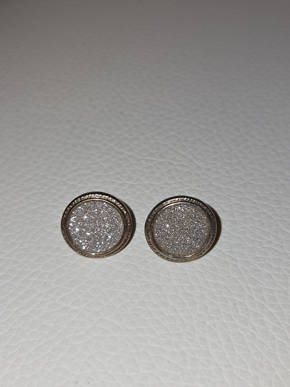 New York & Company Silver Glitter Round Stud Earrings
